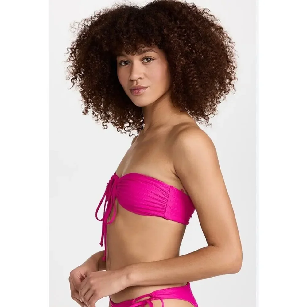 Lspace Dawn Bikini Bandeau Halter Swim Top, Bougainvillea, MSRP $110,size small
